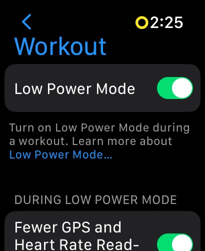 Apple Watch Low Power Mode Workout