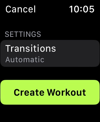 Apple Watch Screenshot Create Workout Green