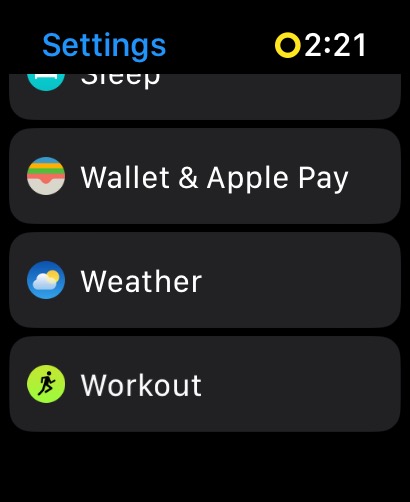 Apple Watch Settings Workout