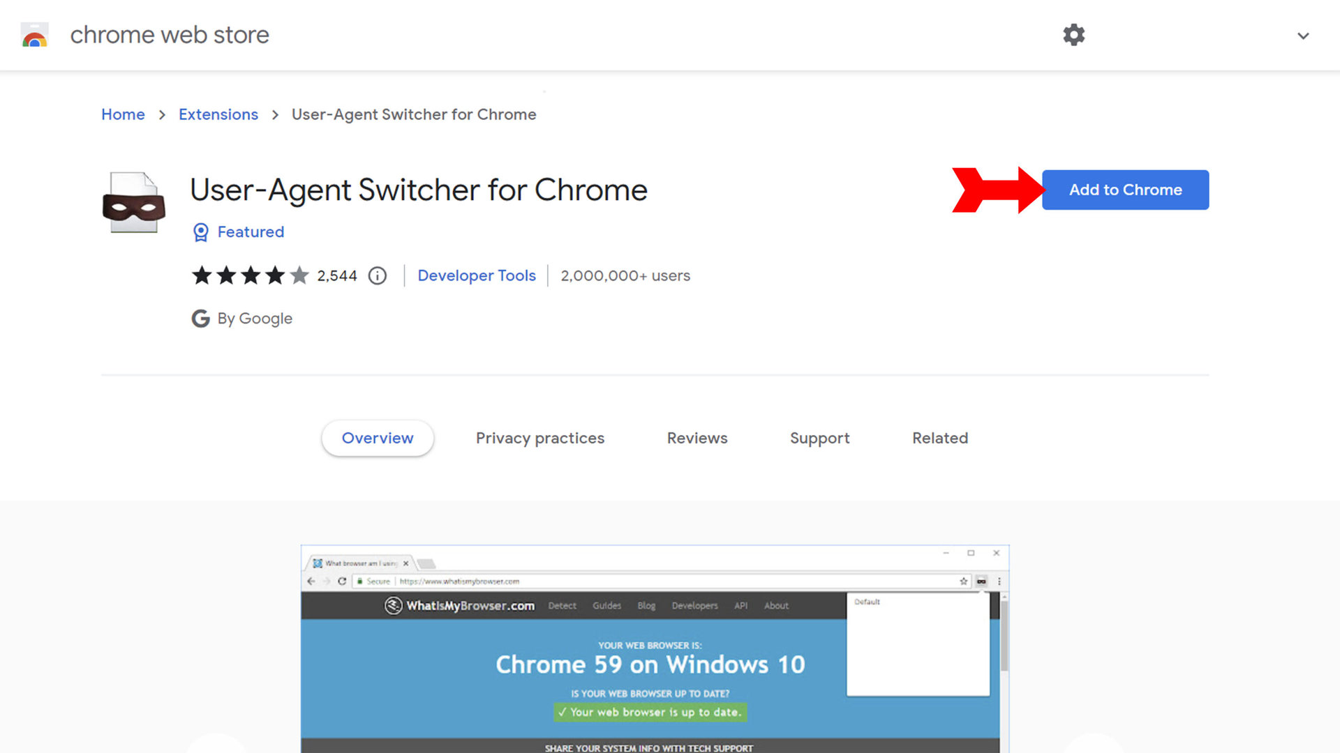 Change User Agent Chrome Extension Click on Add to Chrome