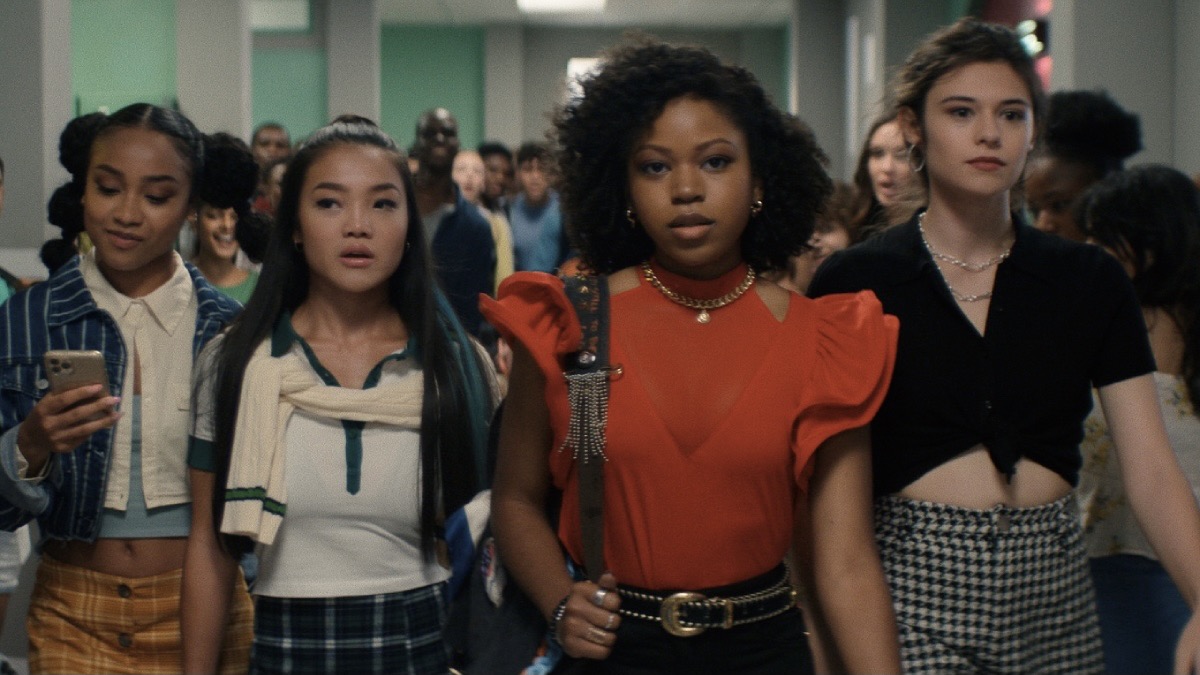 Teen girls walking down a high school hallway in Darby and the Dead - best new streaming movies