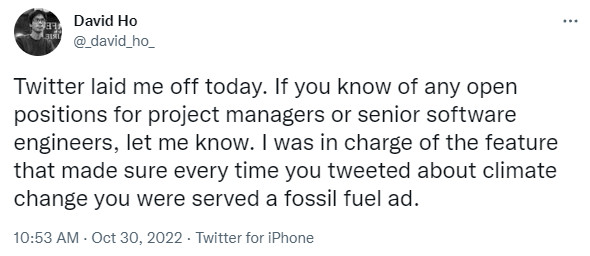 David Ho Twitter fossil fuel