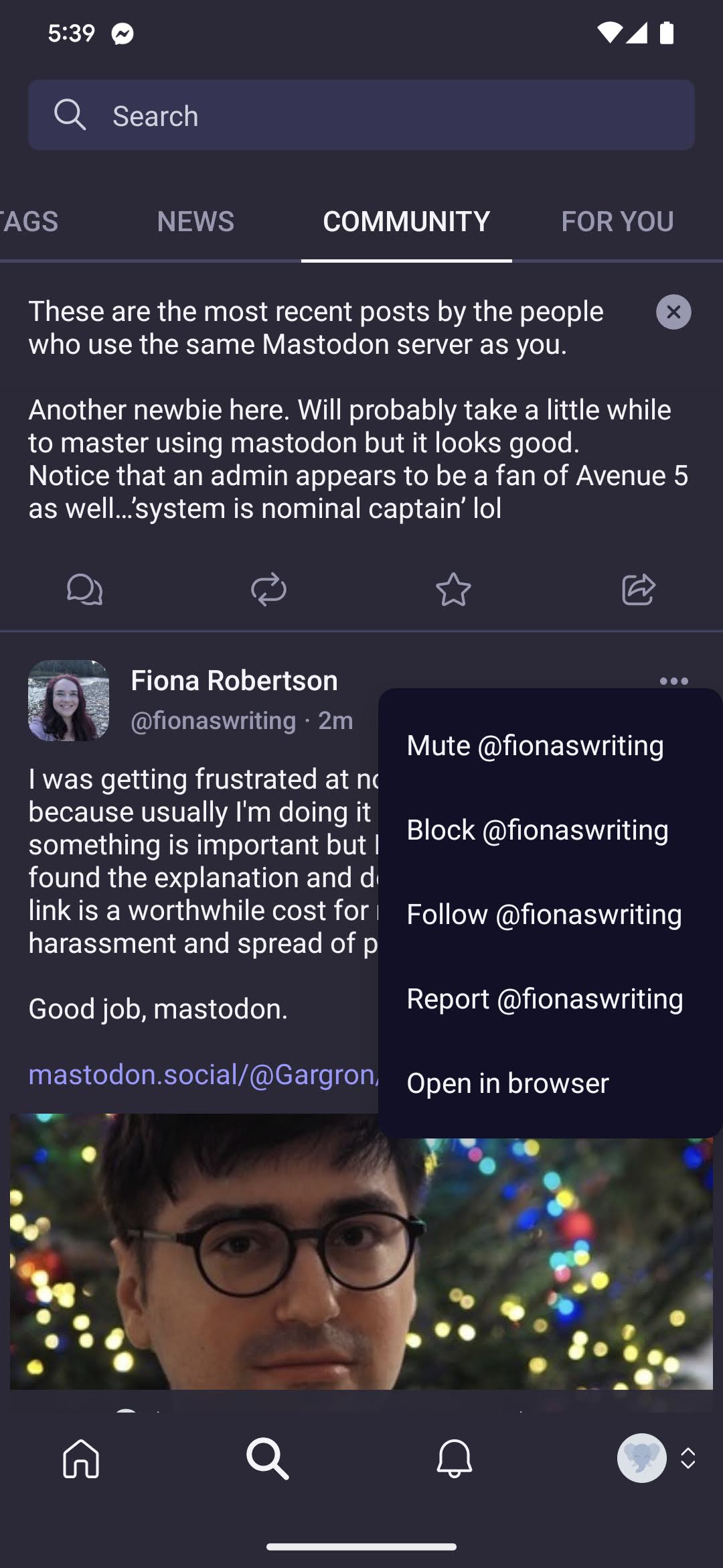 Follow someone on Mastodon app 2