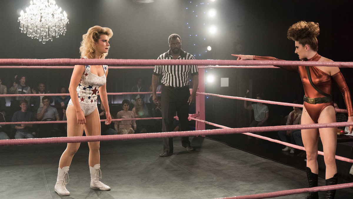 Two women in a wrestling ring in GLOW - best hidden gems on netflix