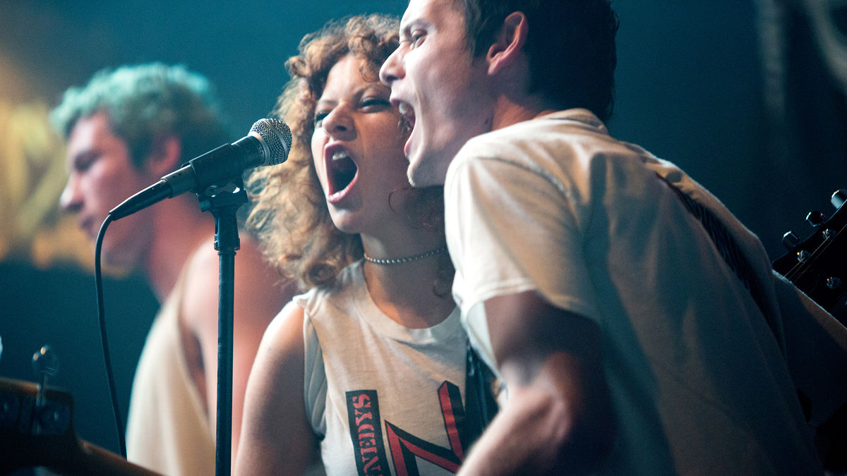 Anton Yelchin and Alia Shawkat perform on stage together in Green Room