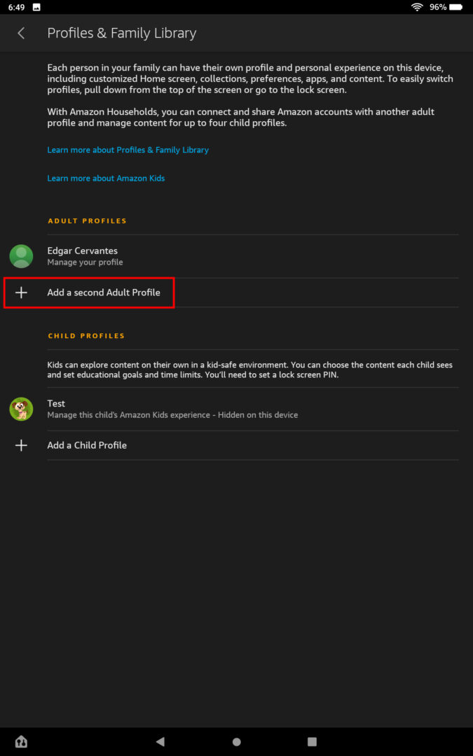 How to add and switch profiles on an Amazon Fire tablet