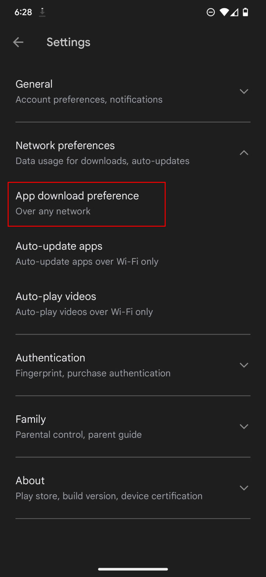 How to allow Google Play Store downloads over any network 4