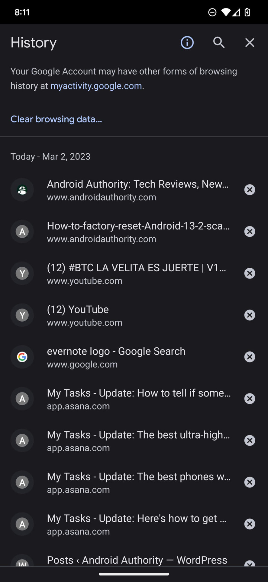 How to check Chrome history on Android 13 3
