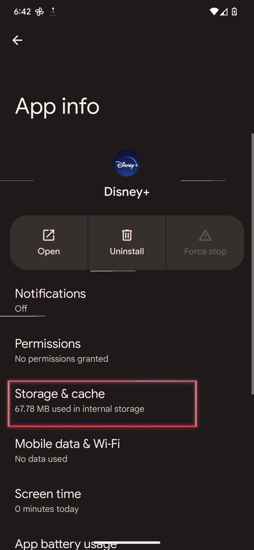 How to clear cache and storage on Disney Plus 4