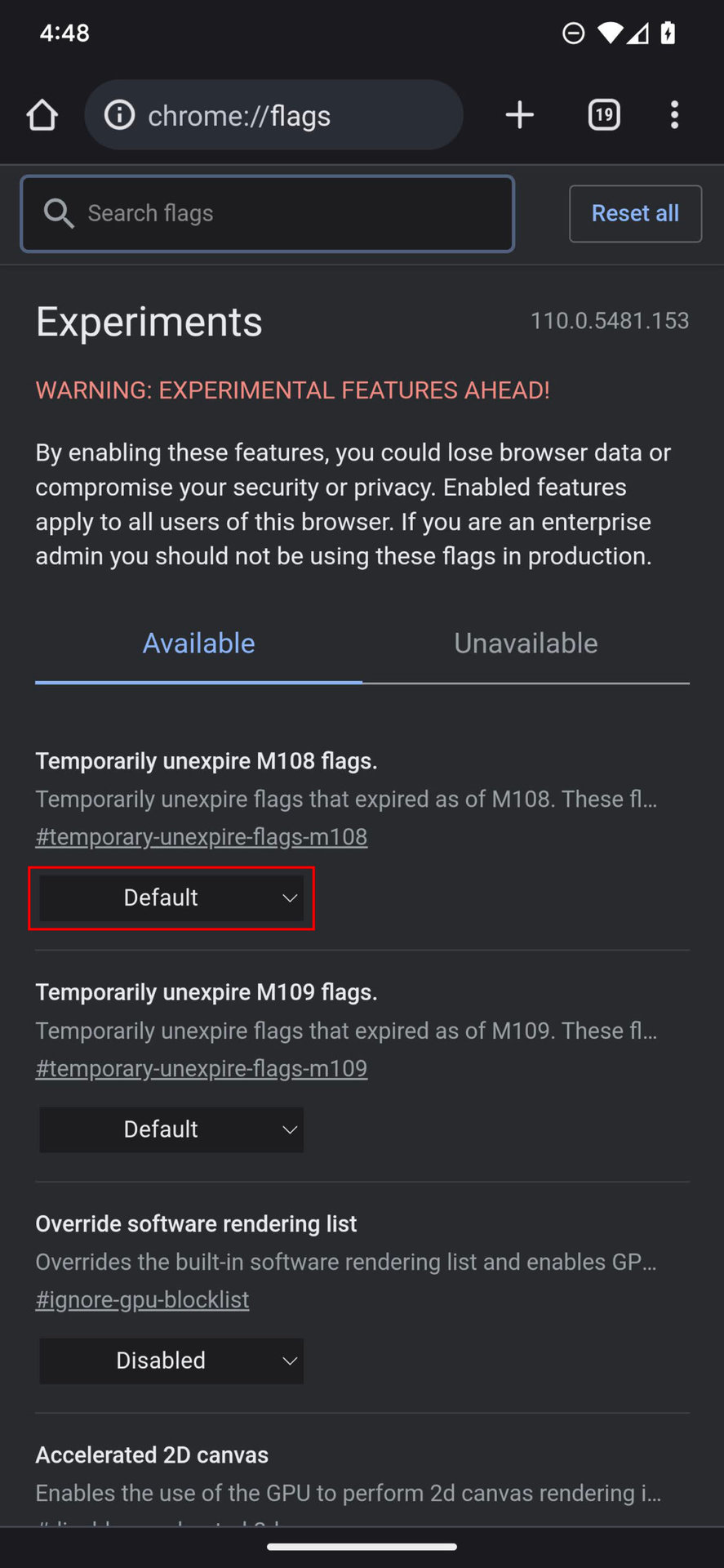 How to disable and reset Chrome Flags on Android 1