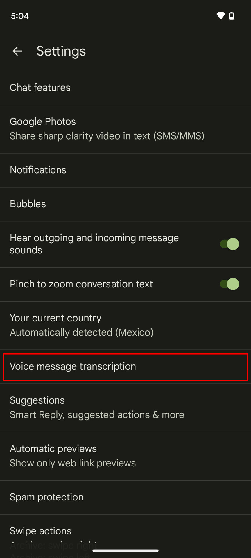 How to enable Voice Message Transcription on Google Pixel 7 3