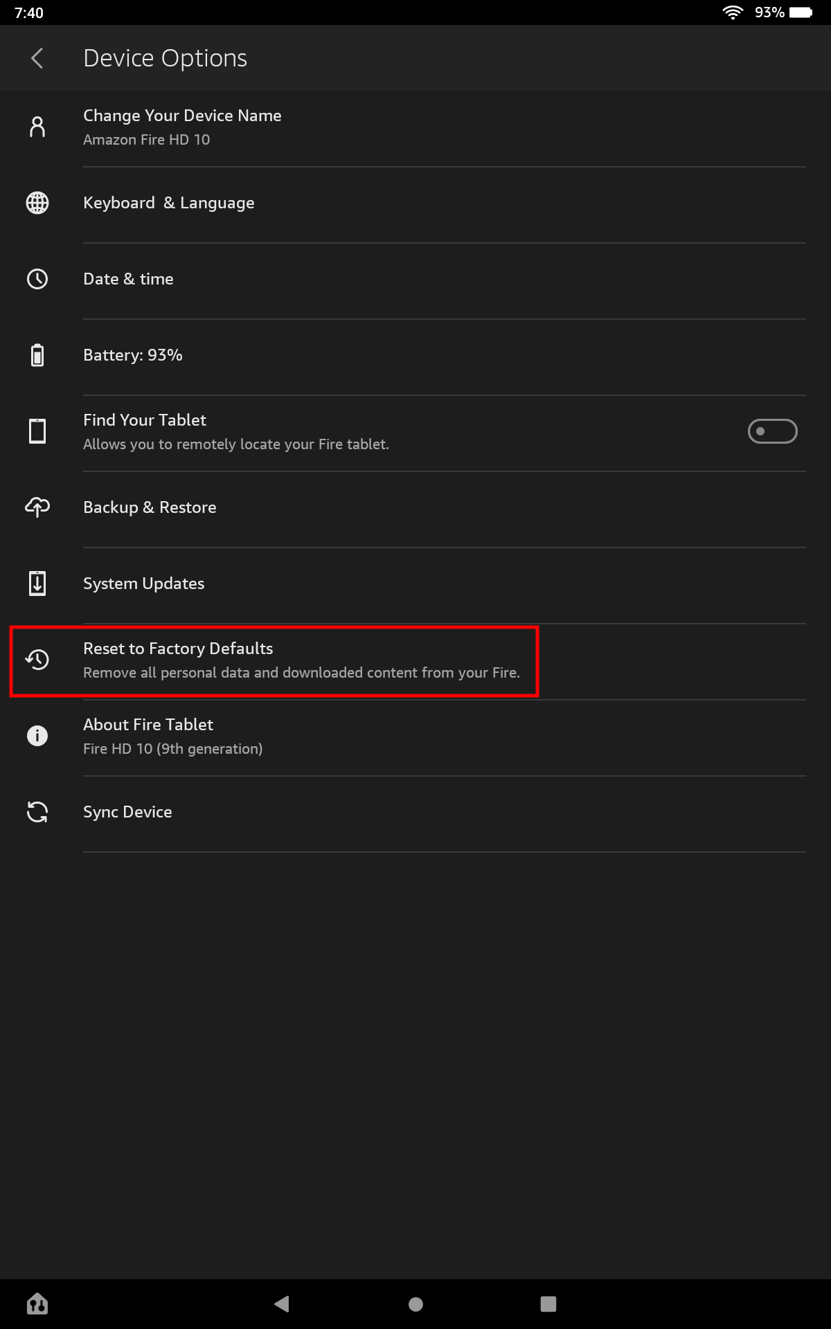 How to factory reset your Amazon Fire tablet from the settings 2