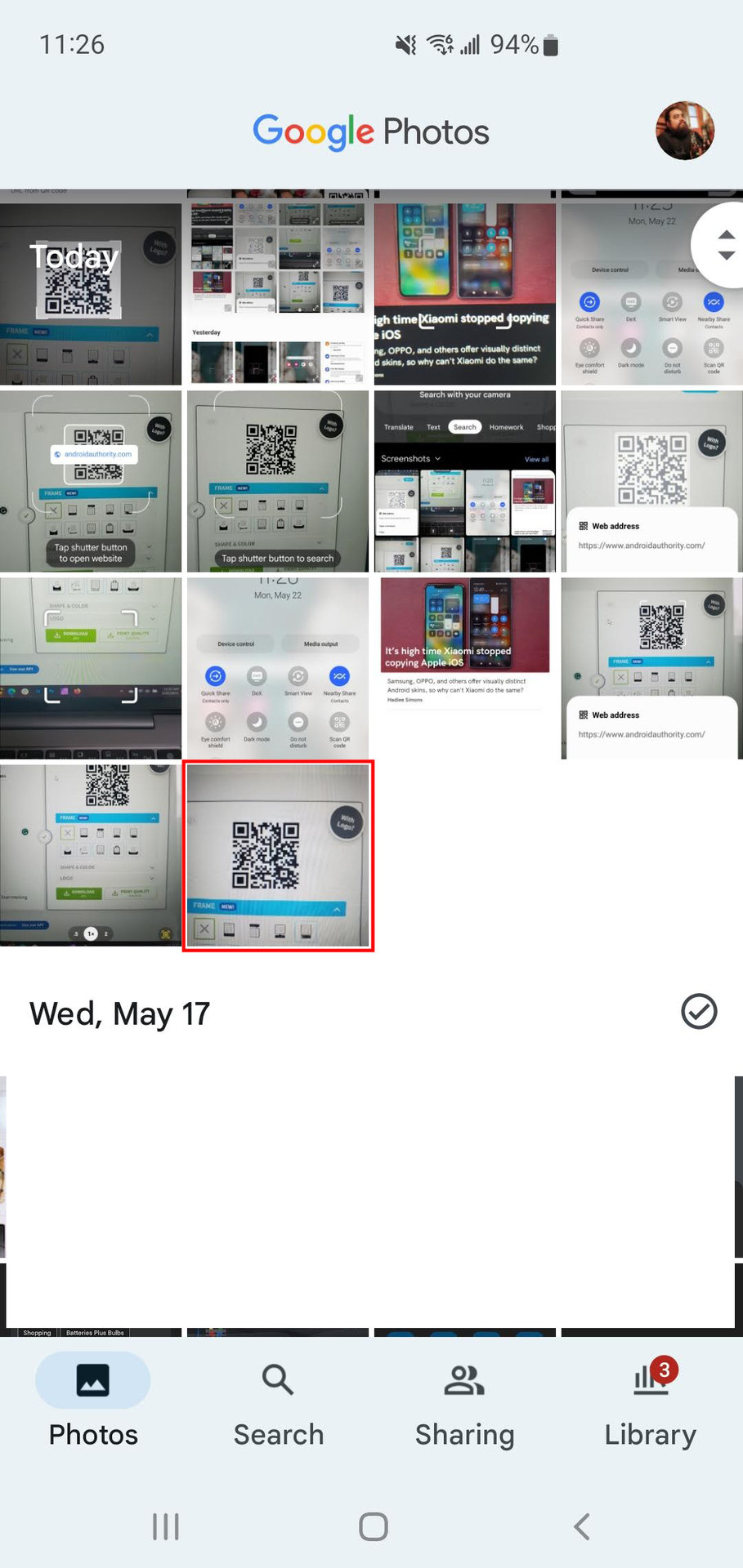 How to scan a QR code locally stored on your Samsung phone using Google Photos 1