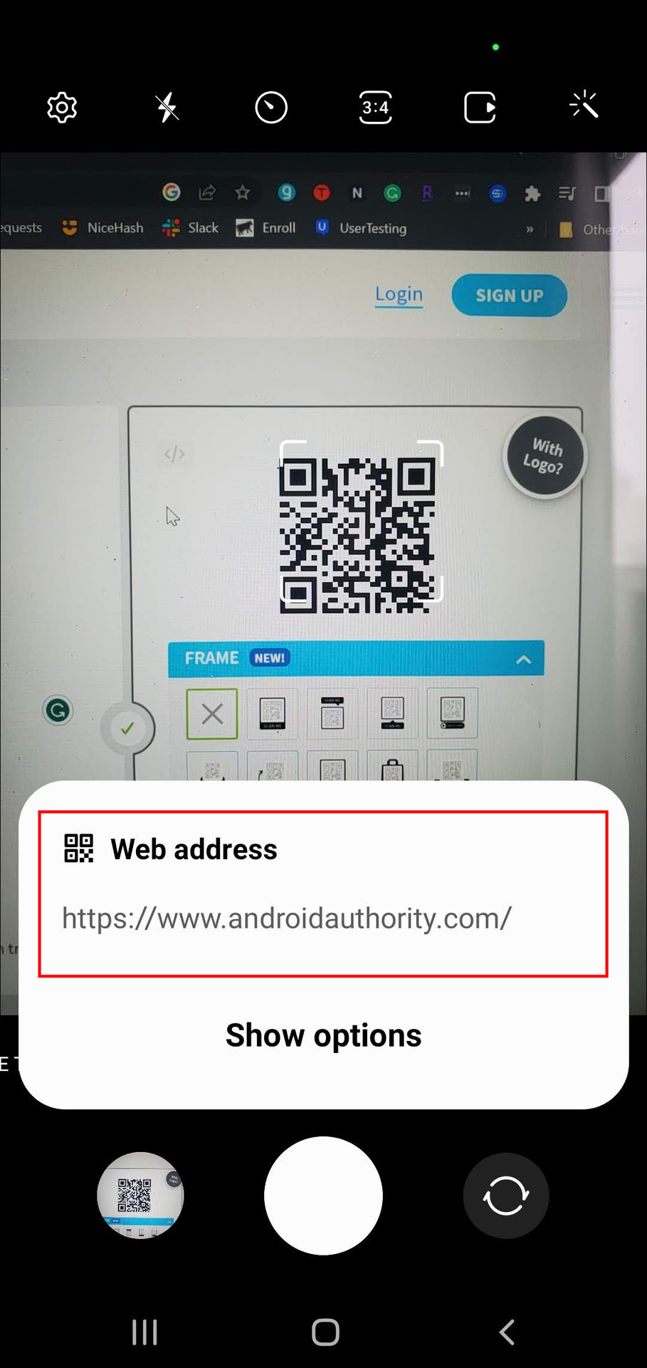 How to scan a QR code with a Samsung Galaxy phone using the stock camera app 2