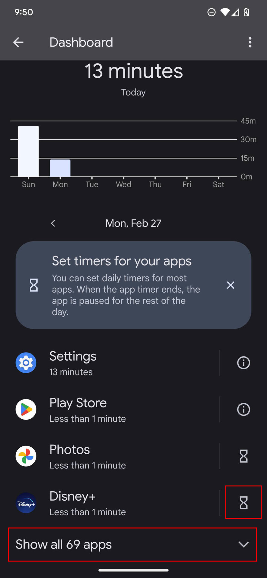 How to set app timers on Android 13 3