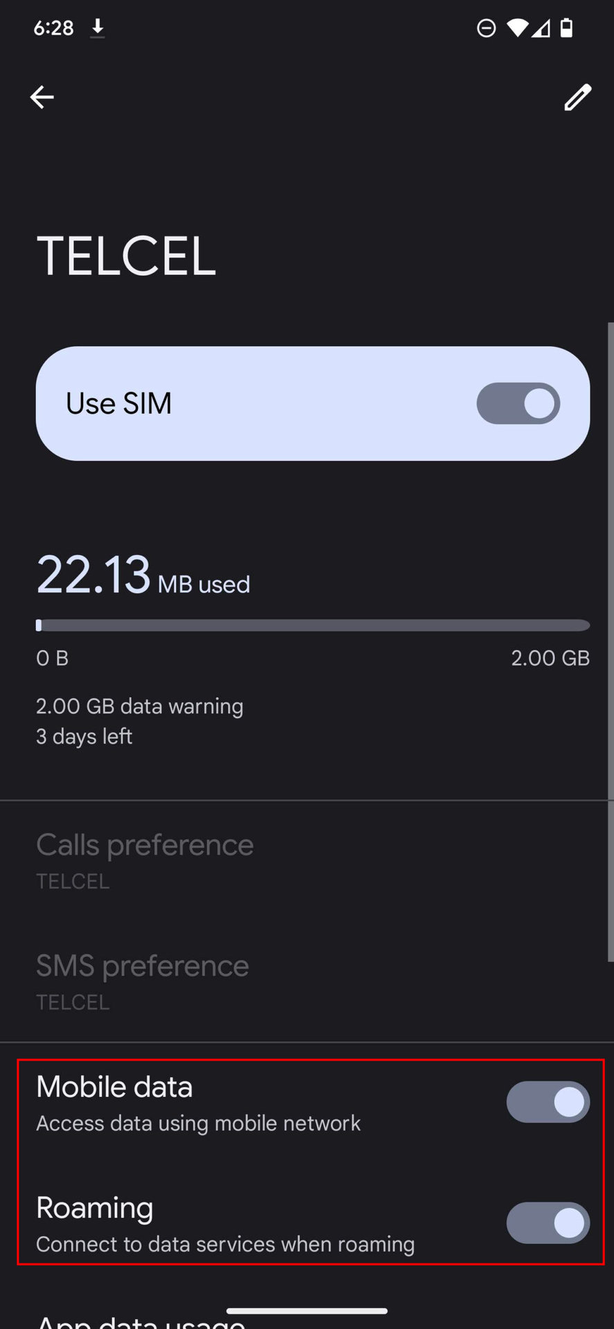 How to toggle mobile data on Android 13 3