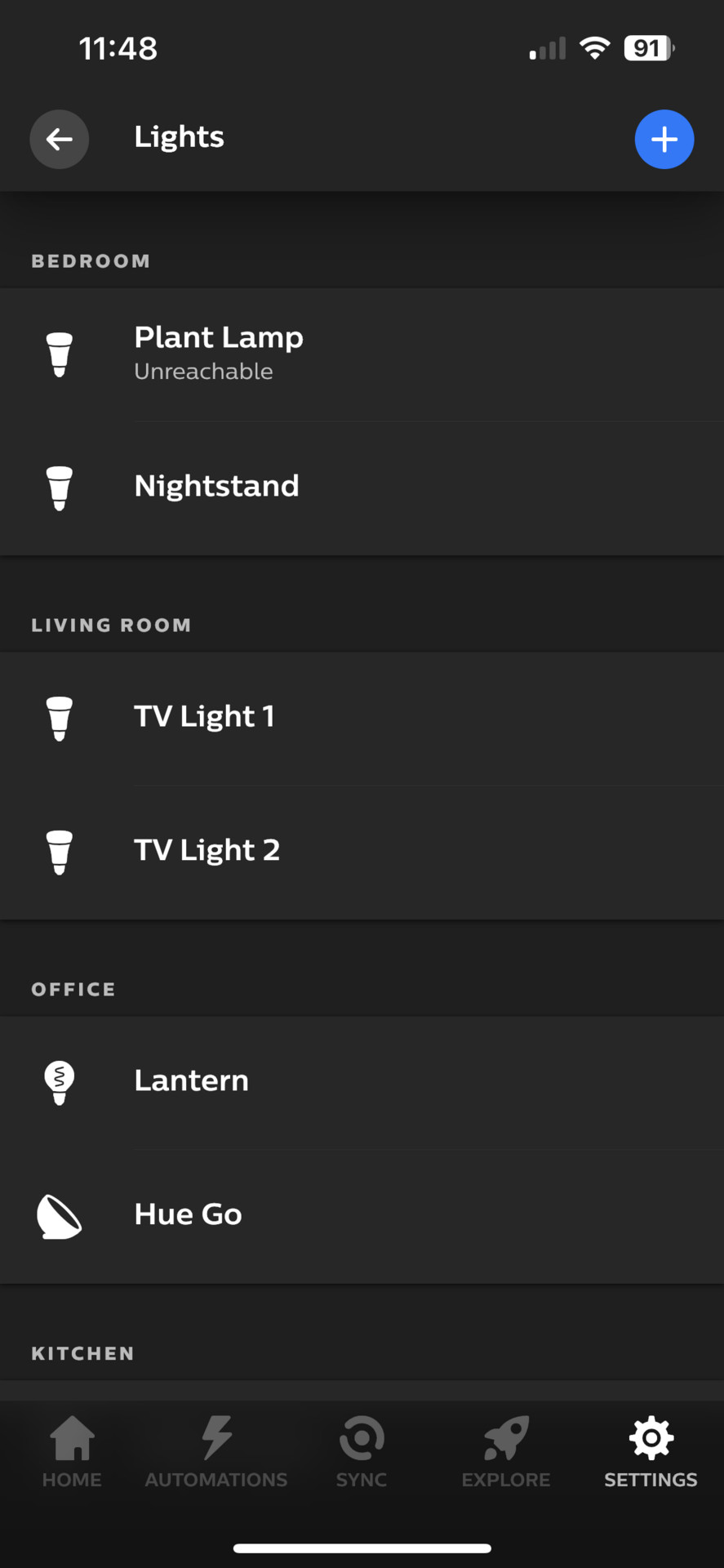 Lights in the Philips Hue app