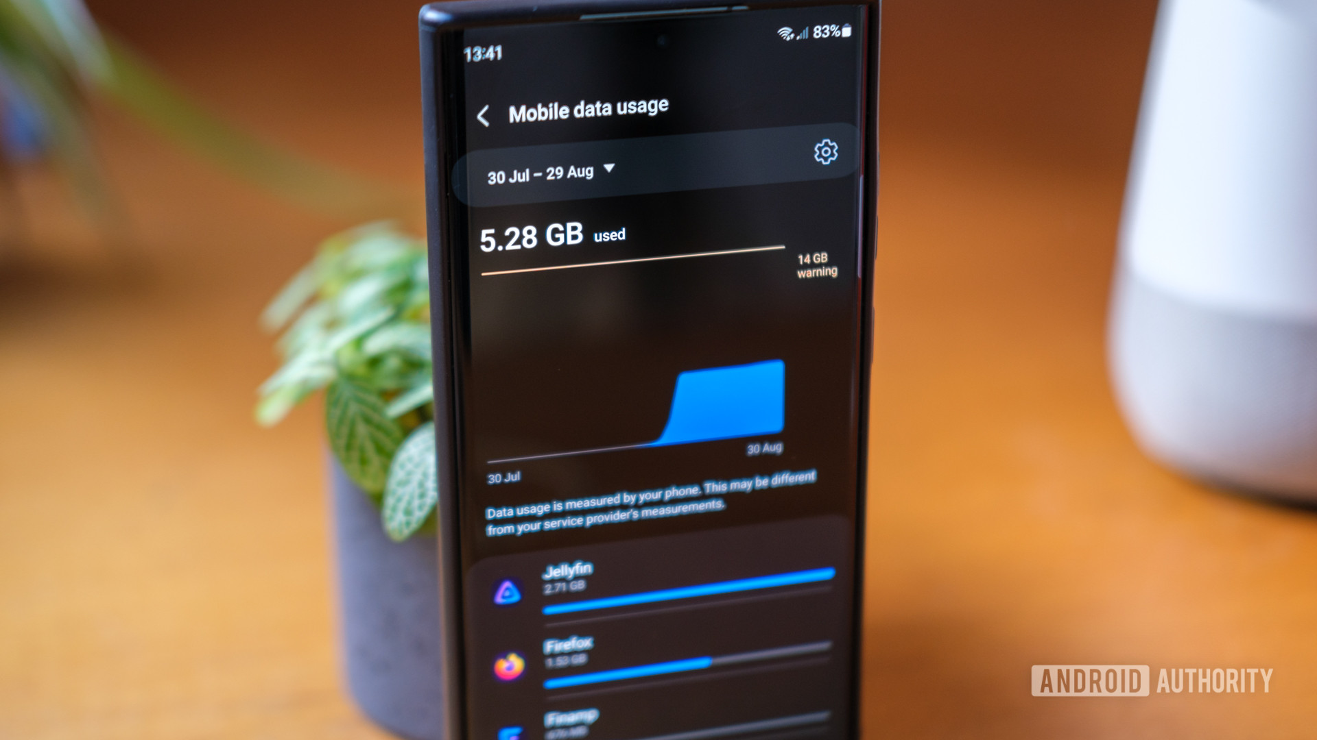 Mobile data usage settings from top to bottom