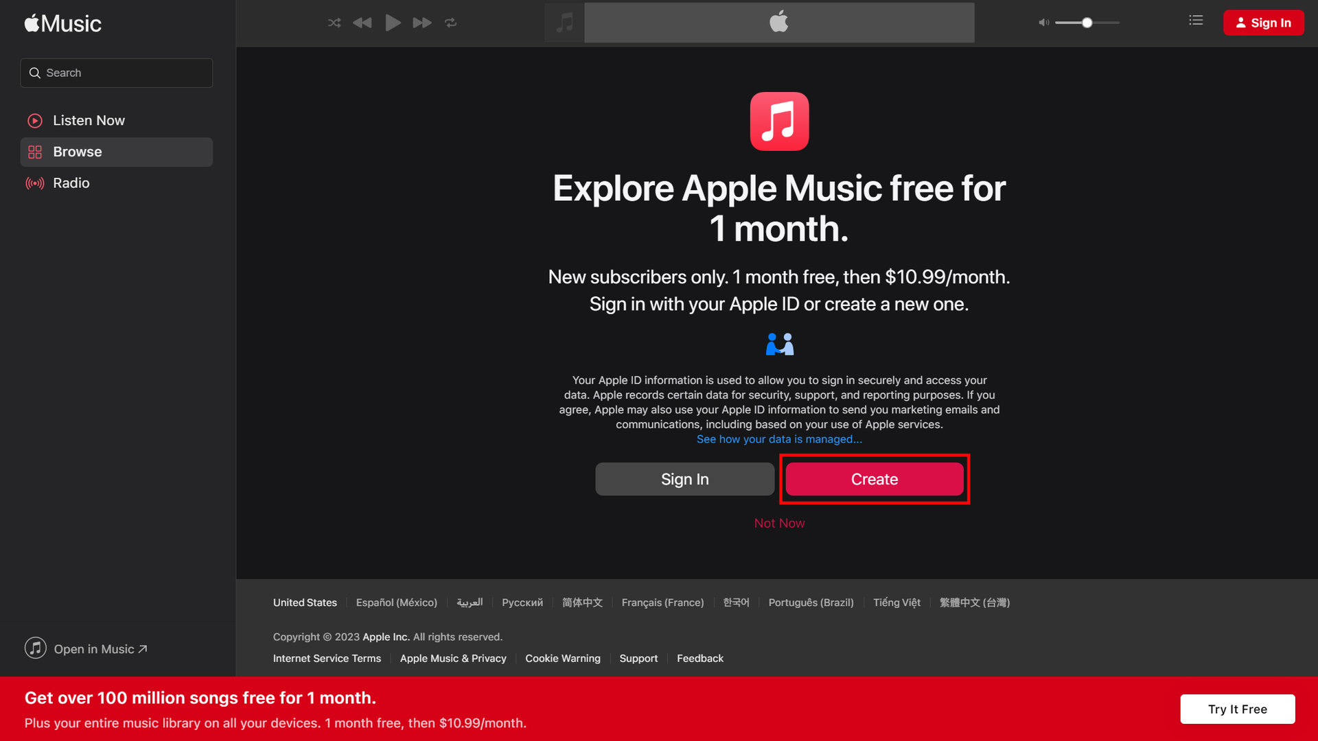 Sign up for an Apple Music free trial 2