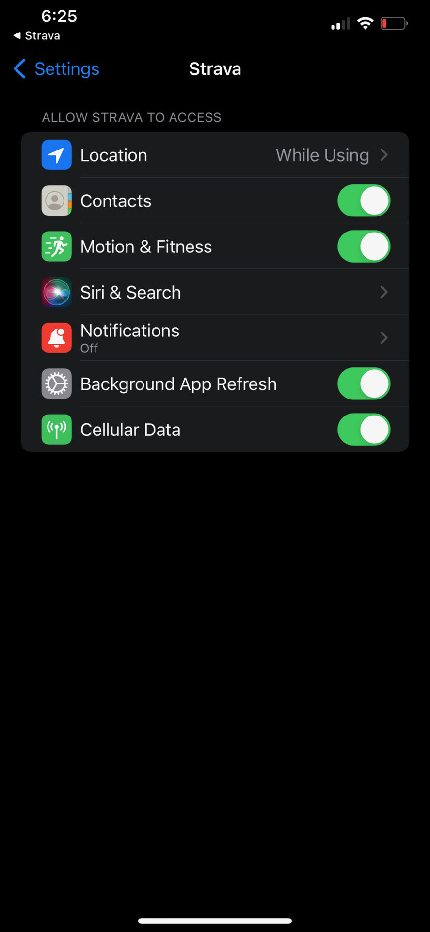 Strava Screenshot Apple Permissions