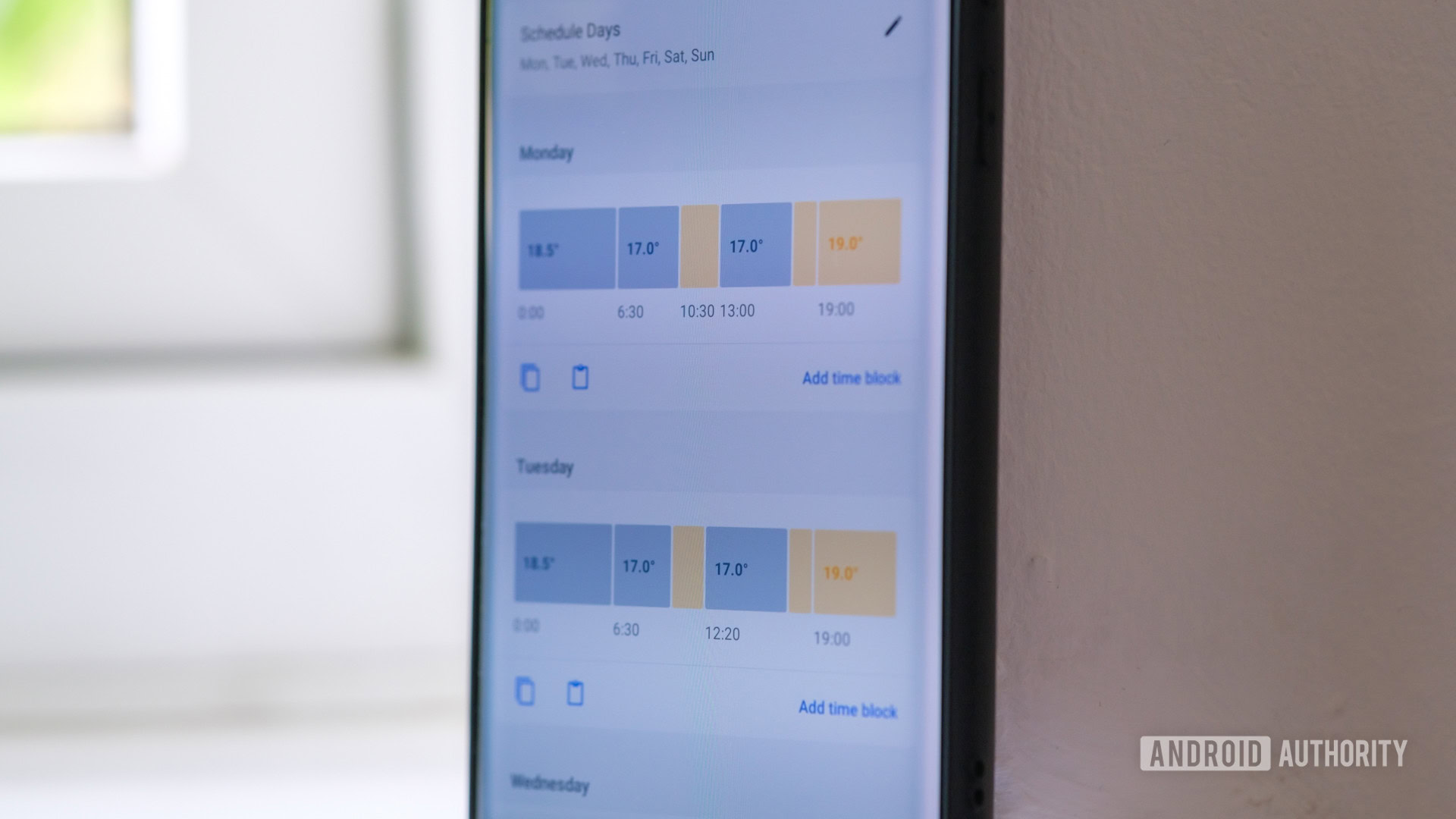 Tado app room schedule