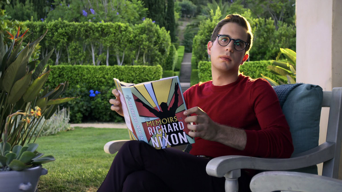 Ben Platt reading Richard Nixon's memoir in The Politician - shows like the white lotus