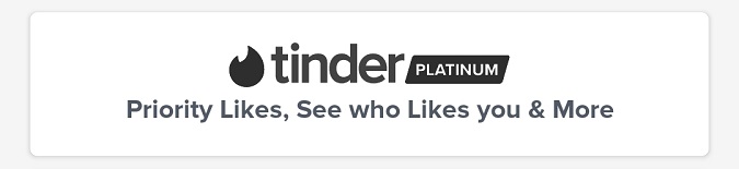 Logotipo de Tinder Platinum en la aplicación
