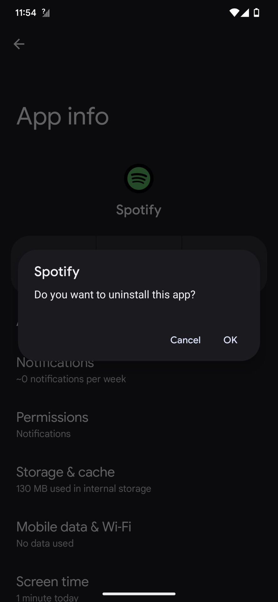 Uninstall Spotify on Pixel 7 Pro 4