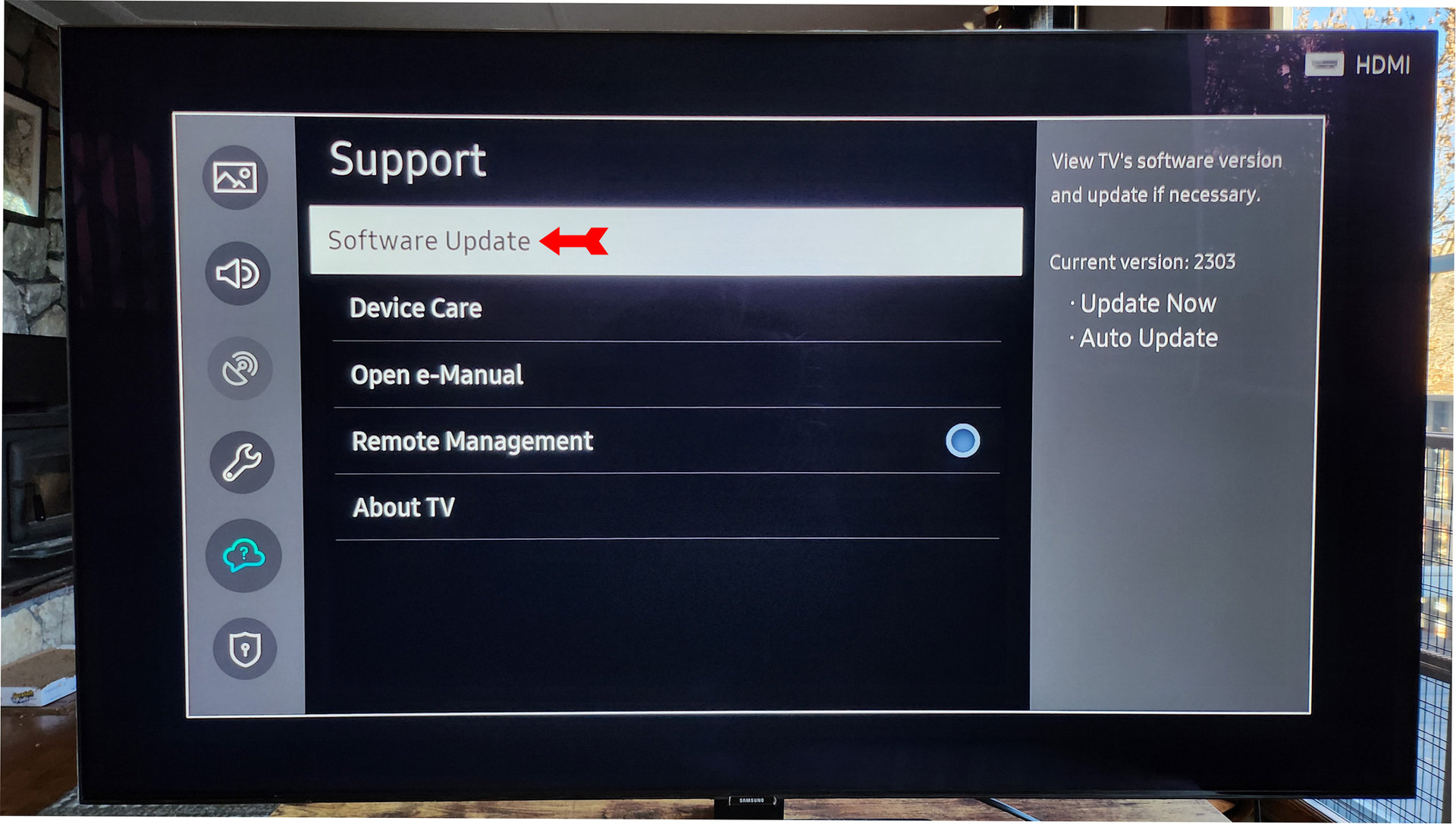 Update Samsung Smart TV Software Update Selection