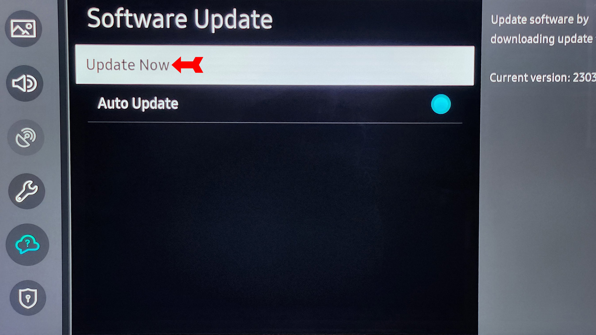 Update Samsung Smart TV Update Now Button