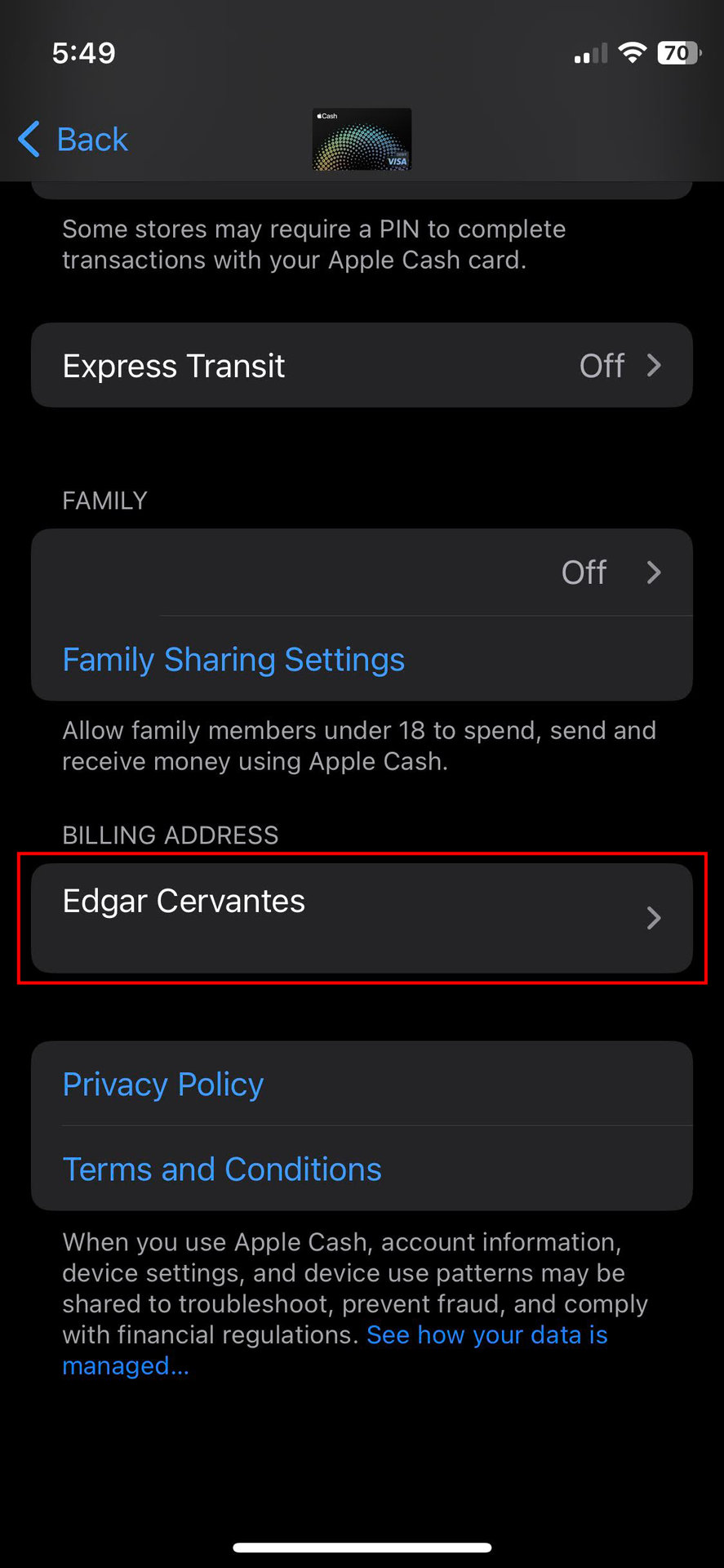Update your Apple Pay address on iPhone 3