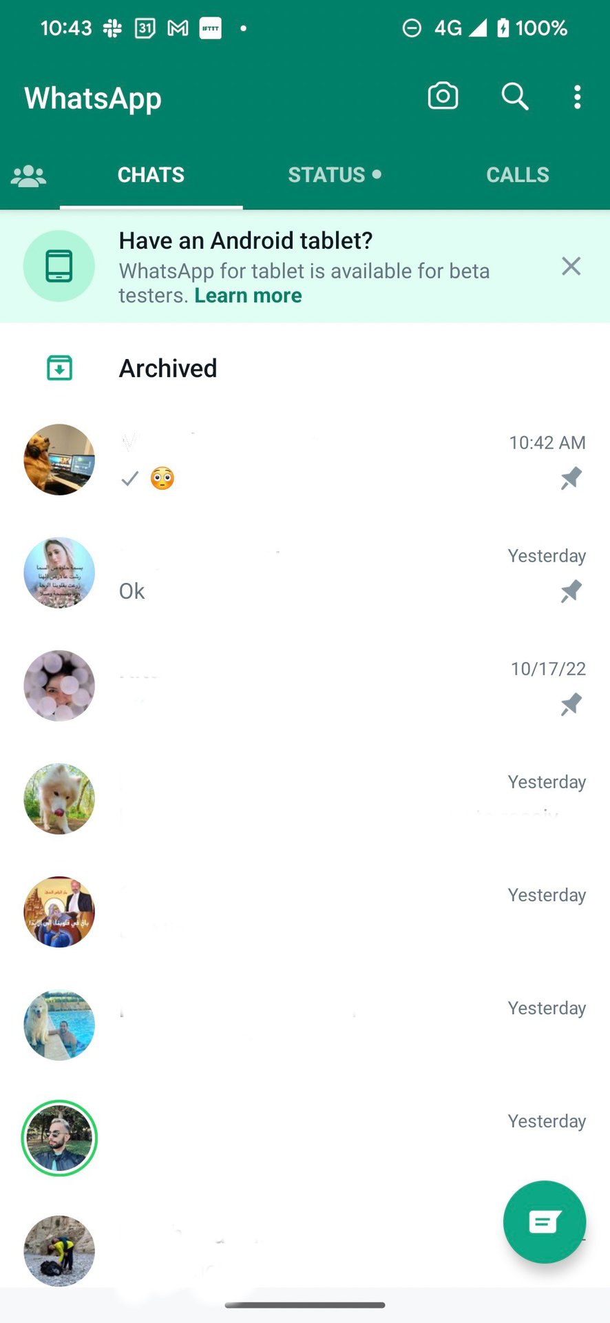 WhatsApp for android tablet 1