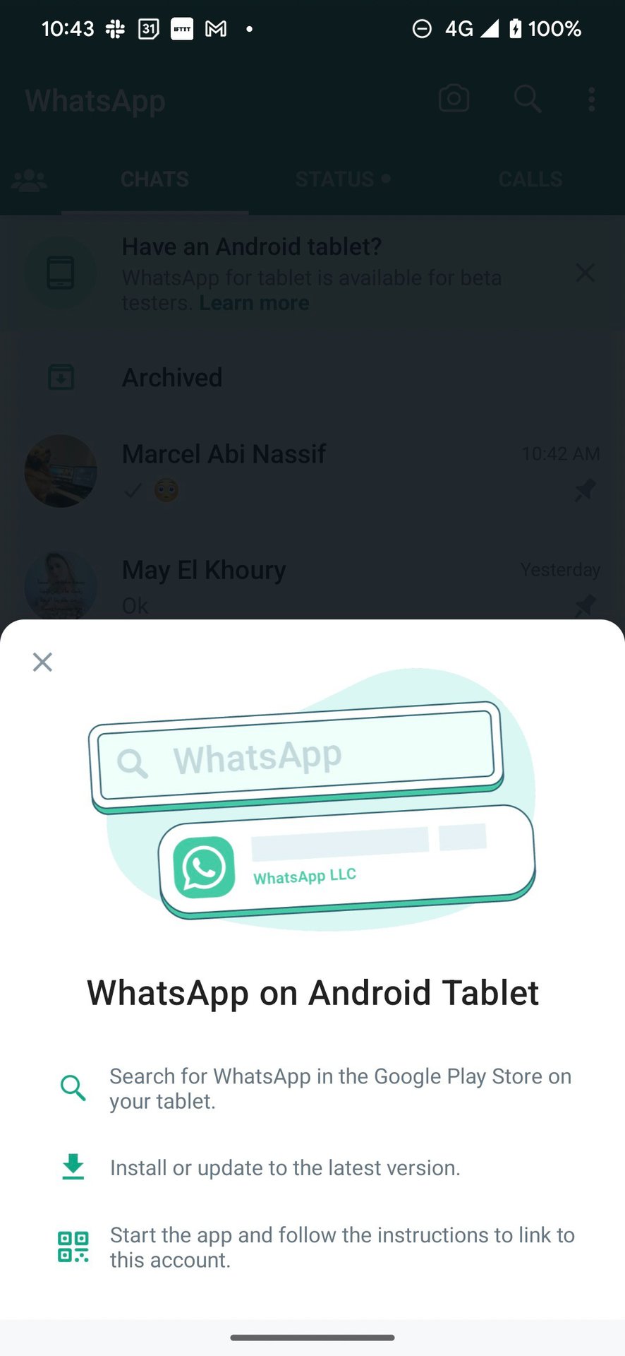 WhatsApp for android tablet 2