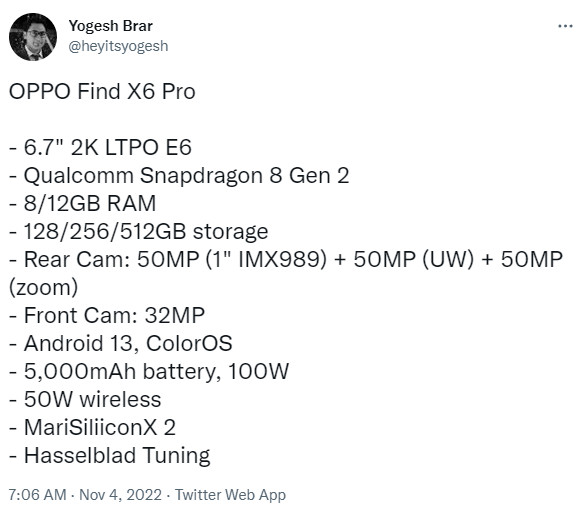 Yogesh Brar Oppo Trouver X6 Pro