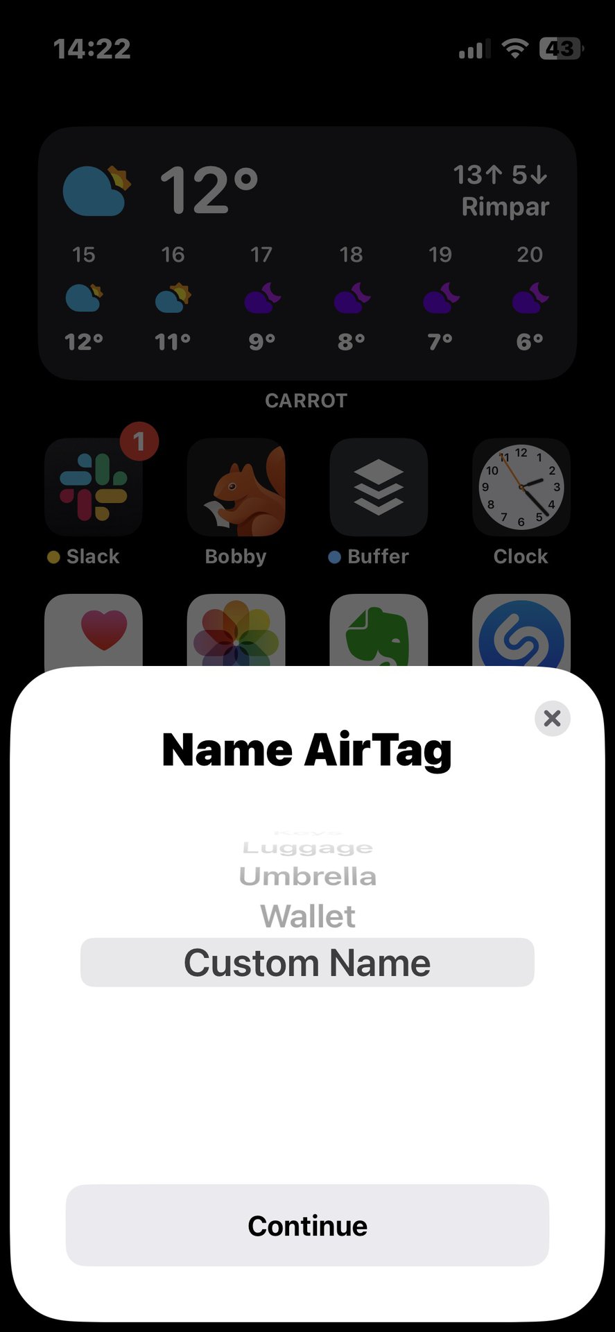airtag iphone custom name