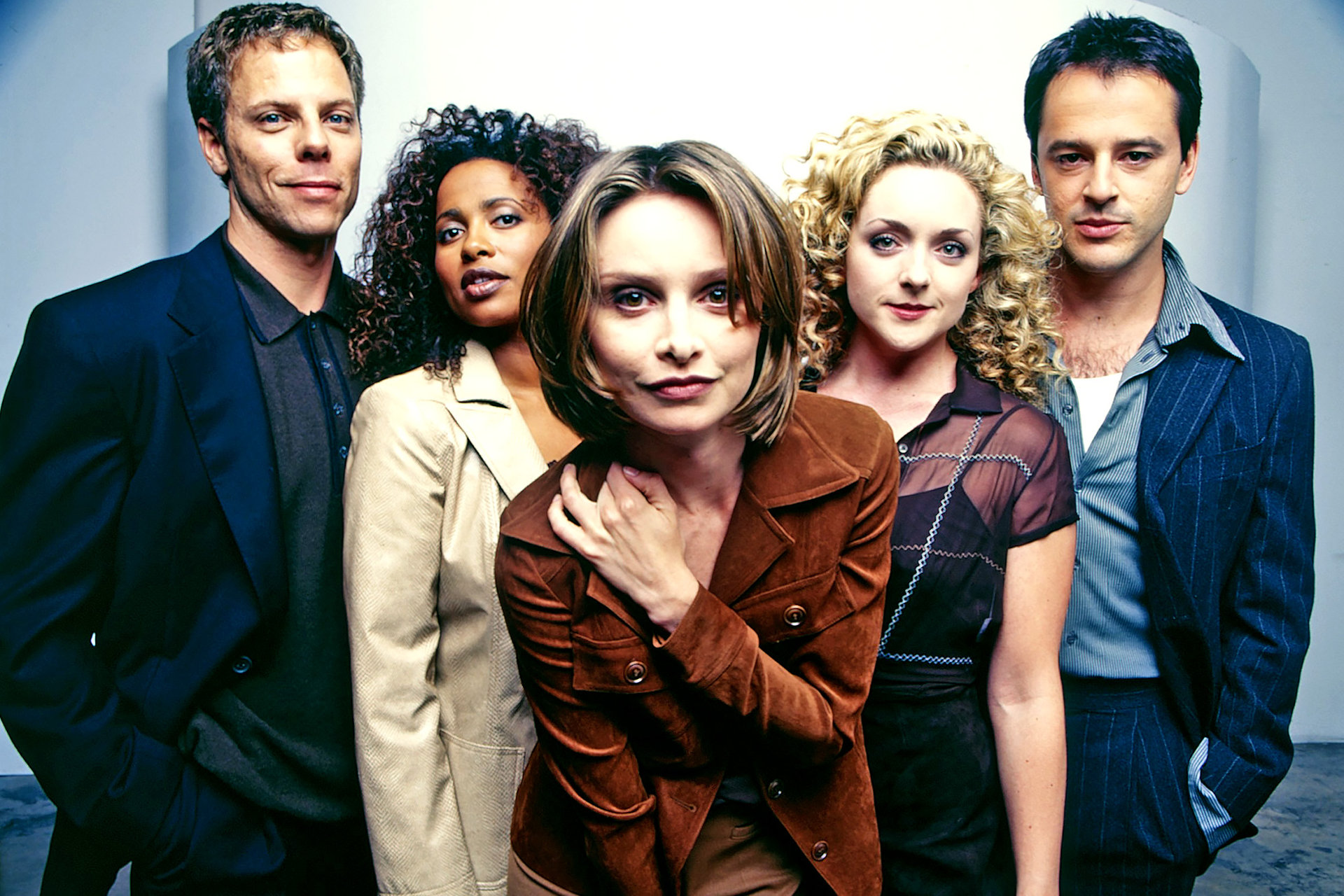 The cast of Ally McBeal, fronted by Calista Flockhart