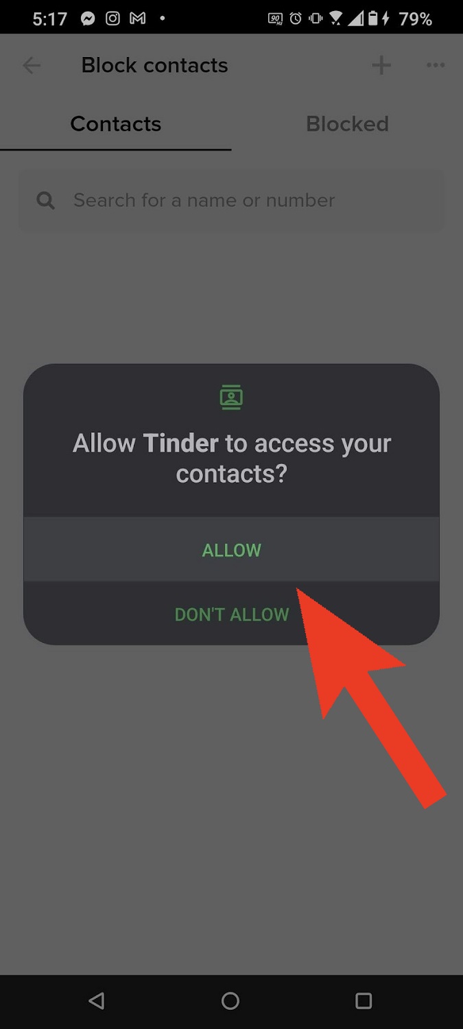 Allow Tinder to access your device's contact list