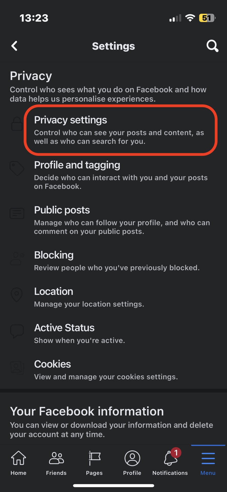 facebook app privacy settings