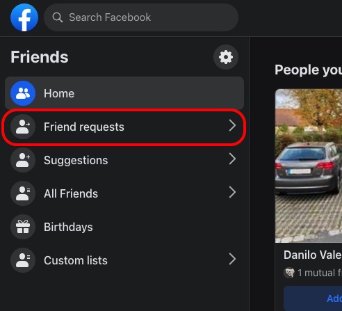 facebook desktop second friends request link