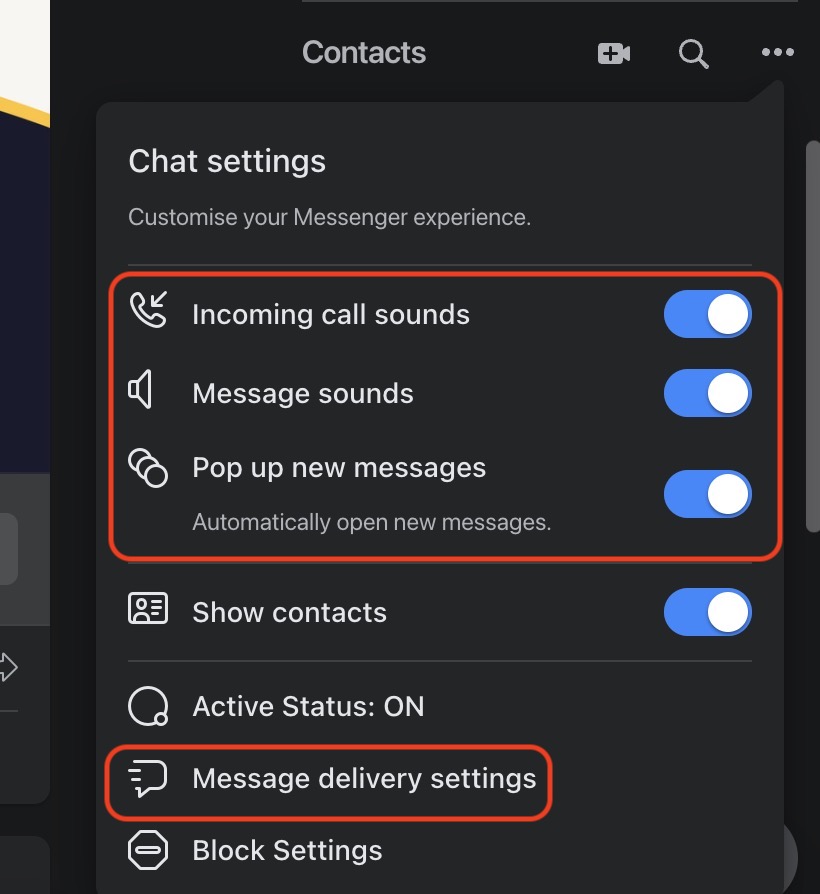 facebook messenger desktop notification manage