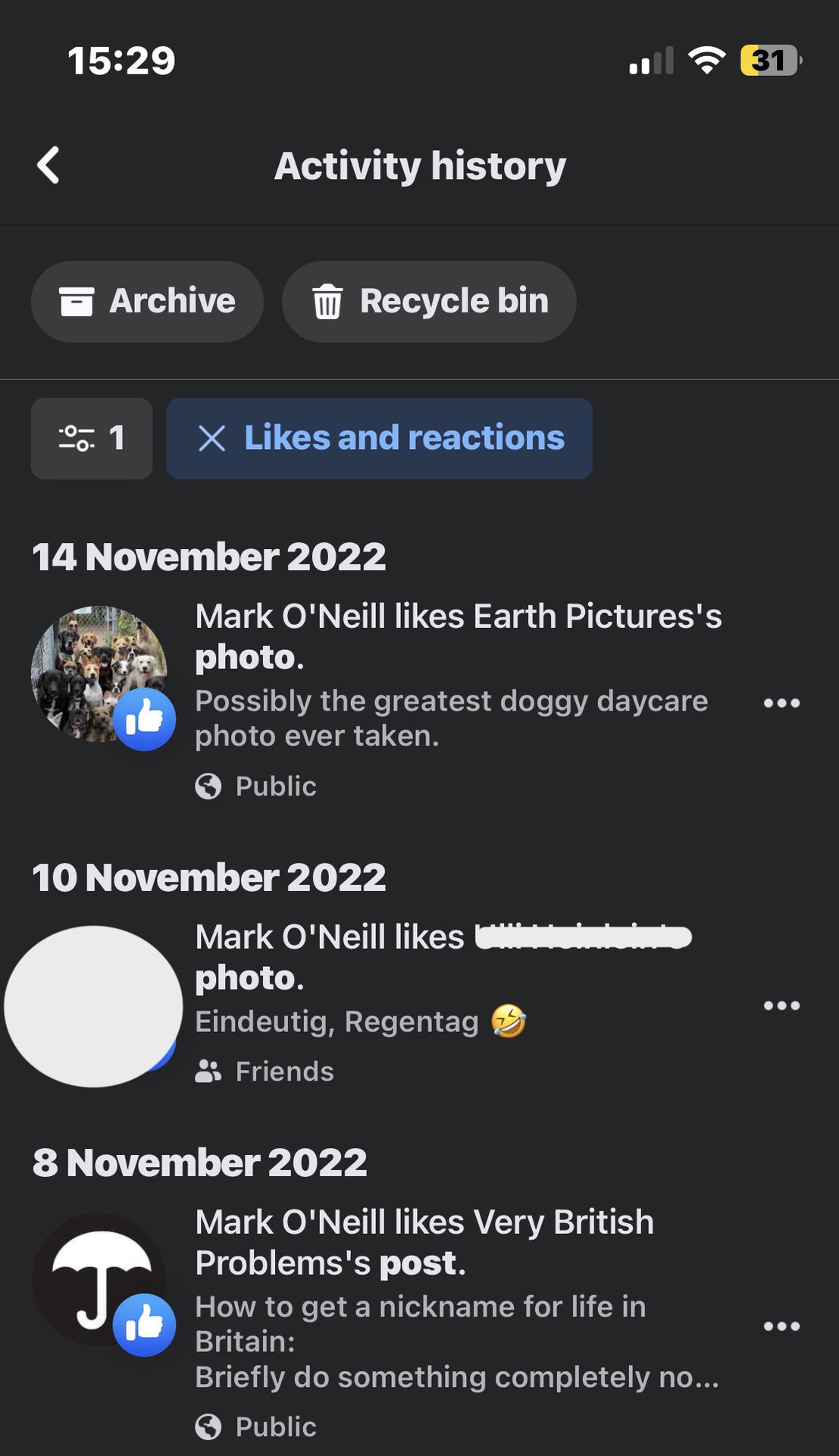 facebook mobile app likes reactions screen