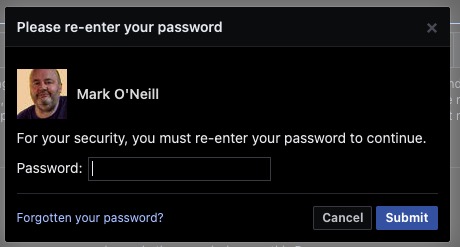 facebook enter password