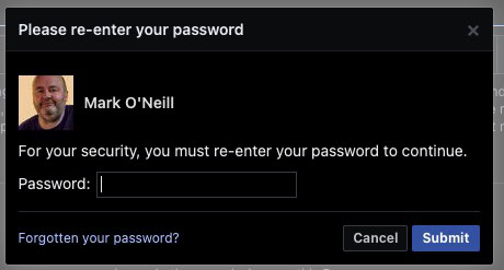 facebook enter password