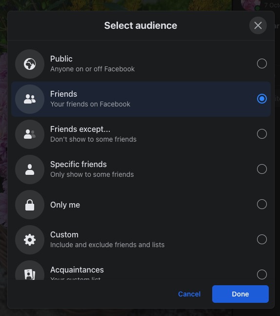facebook post privacy options