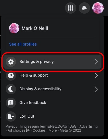 facebook settings privacy link