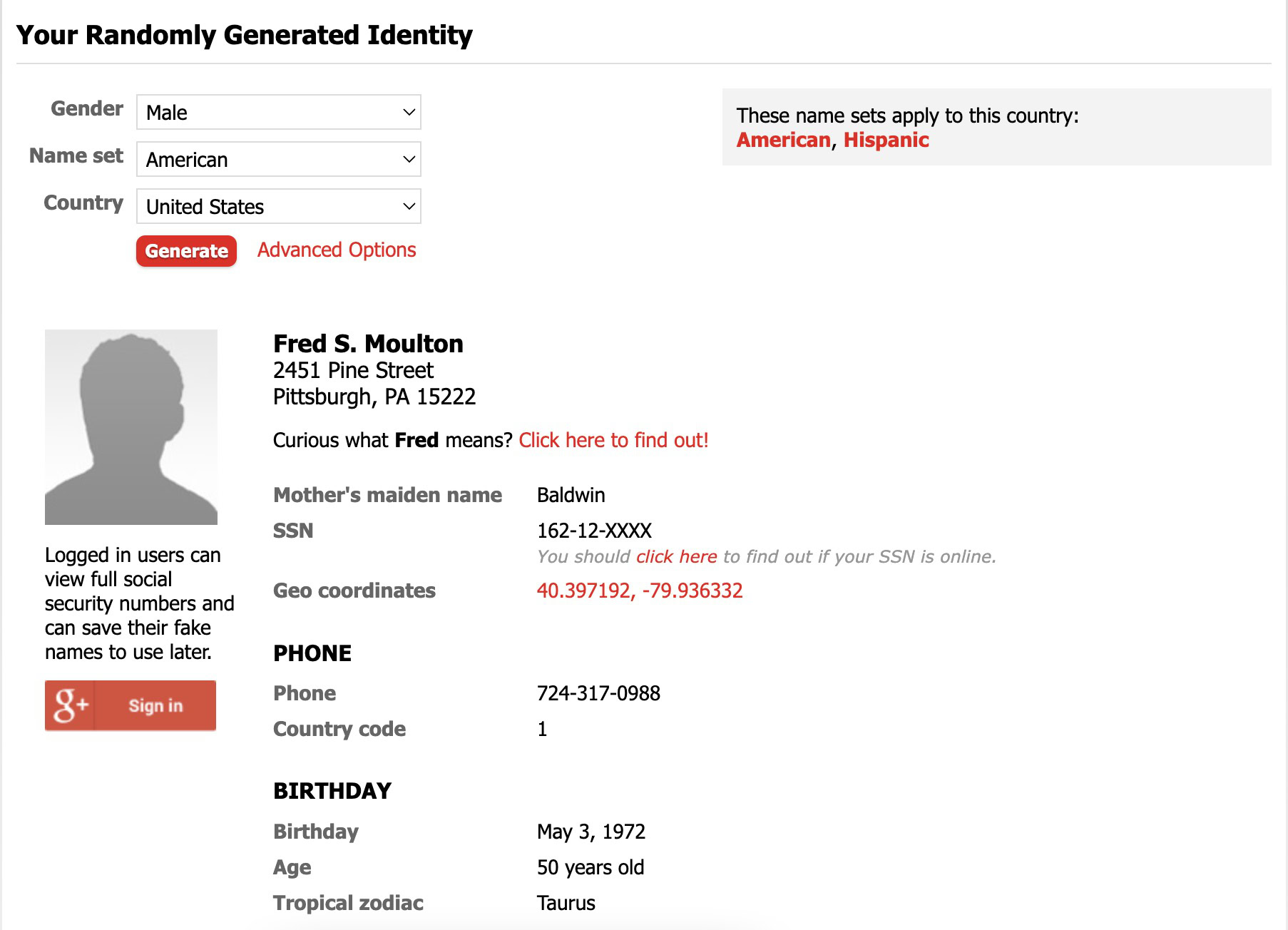 fake name generator stay safe online