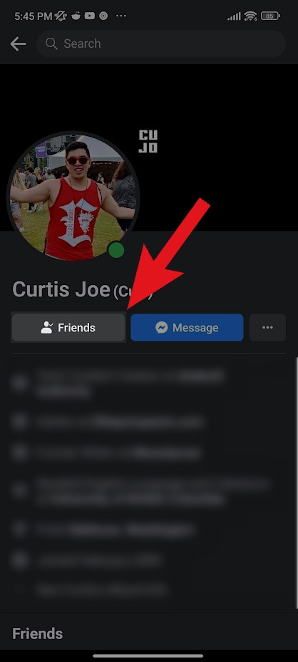 go to the friends button
