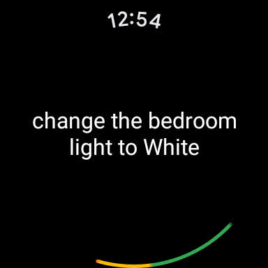 Screenshot of Google Assistant on Wear OS showing light color command