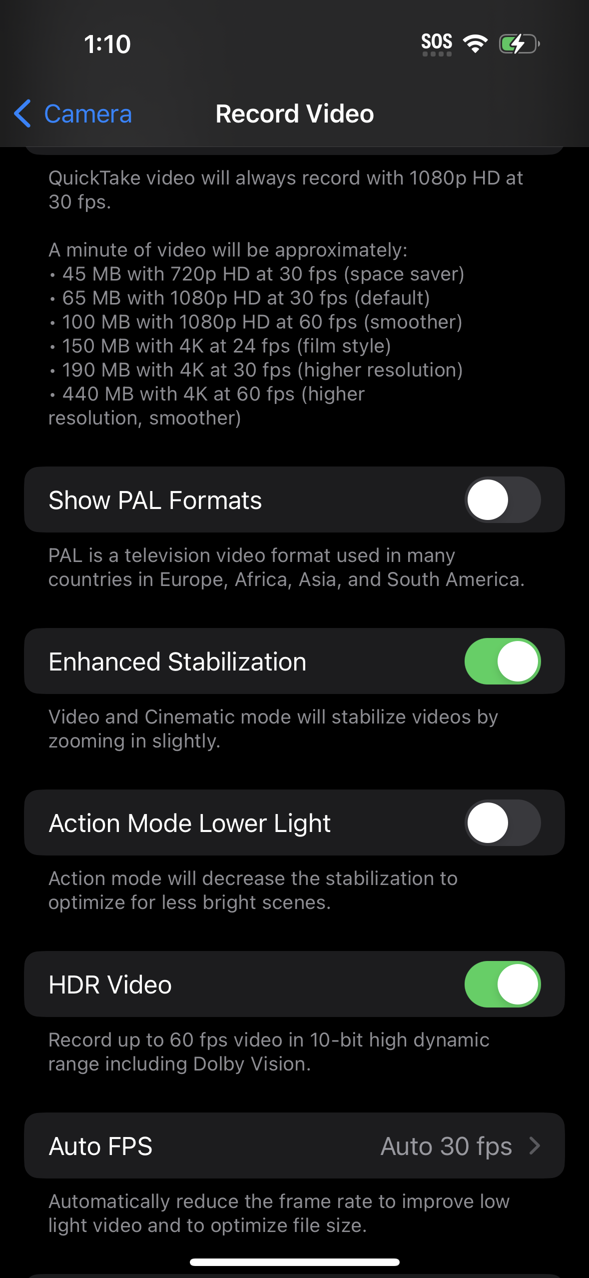 iPhone 14 action mode settings 3