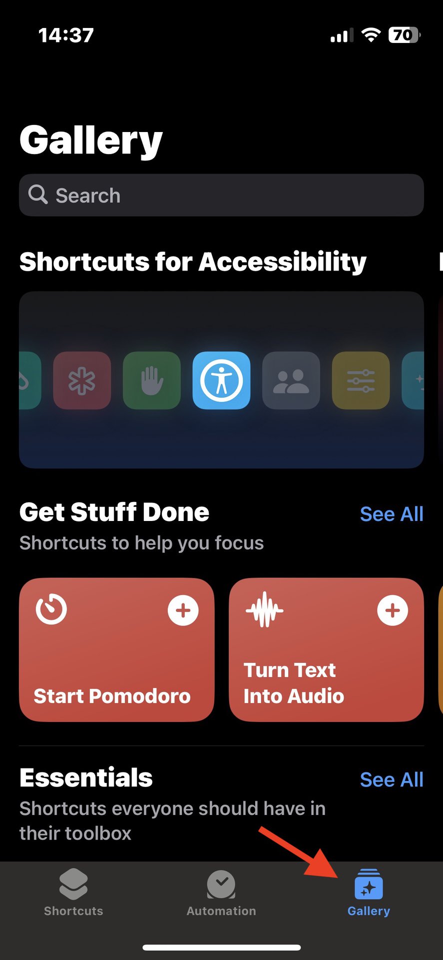 iPhone Shortcuts app Gallery